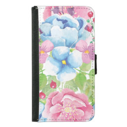 Pretty Watercolor Floral Bouquet Wallet Phone Case For Samsung Galaxy S5