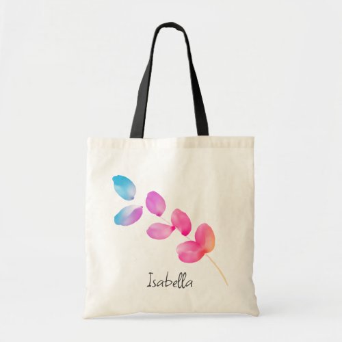 Pretty Watercolor Floral Bridesmaid Name  Tote Bag