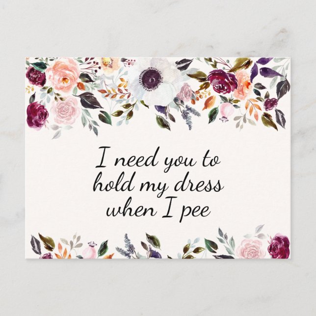 Pretty Watercolor Floral Bridesmaid Proposal Card (Front)