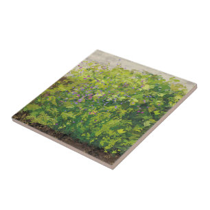 Pretty Watercolor Floral Bush Graphic Art Painting Ceramic Tile