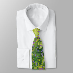 Pretty Watercolor Floral Bush Graphic Art Painting Neck Tie
