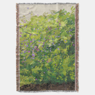Pretty Watercolor Floral Bush Graphic Art Painting Throw Blanket