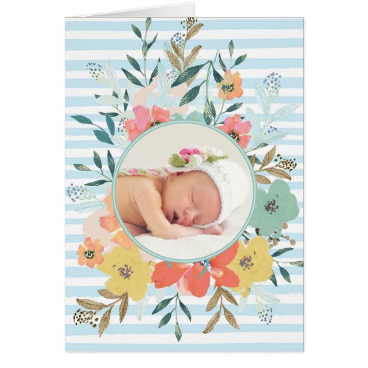 Pretty Watercolor Floral Custom Photo Frame (Front)