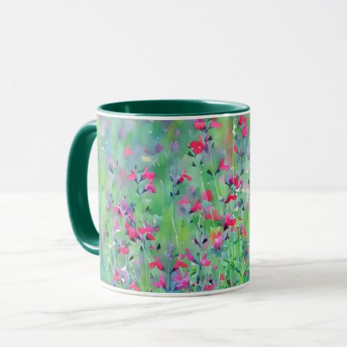 Pretty Watercolor Floral Flower Garden Art Mug