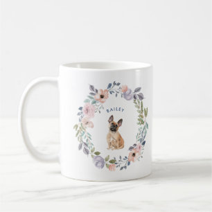 Pretty Watercolor Floral French Bulldog Dog Coffee Mug