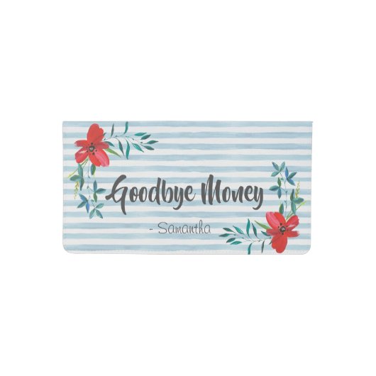 Pretty Watercolor Floral Funny Personalised Checkbook Cover (Front)