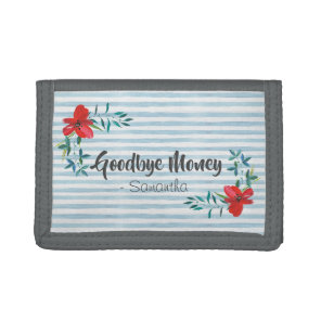 Pretty Watercolor Floral Funny Personalised Tri-fold Wallet