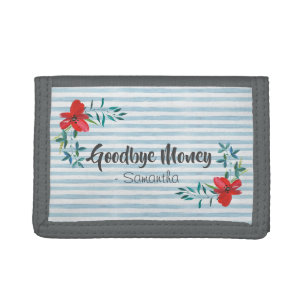 Pretty Watercolor Floral Funny Personalised Tri-fold Wallet