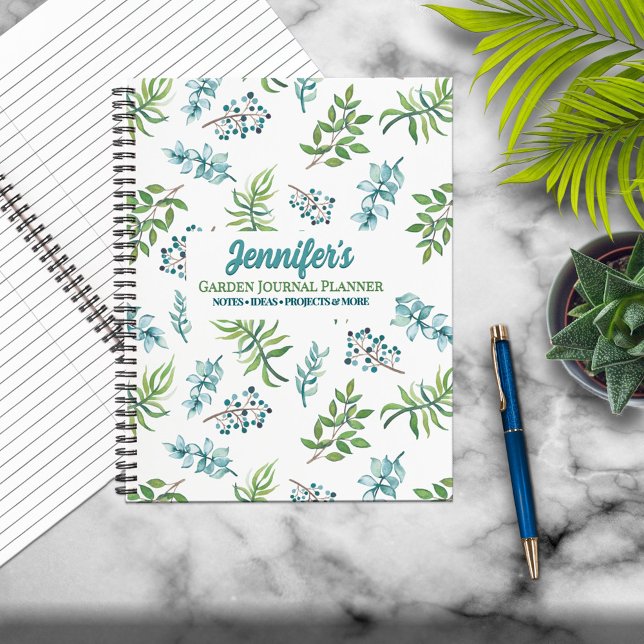 Pretty Watercolor Floral Garden Personalized  Notebook (Creator Uploaded)