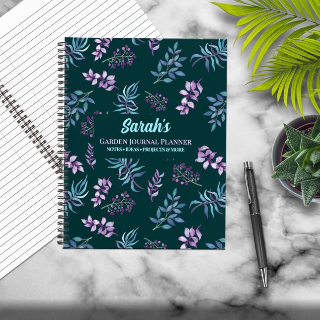 Pretty Watercolor Floral Garden Personalized  Notebook (Creator Uploaded)