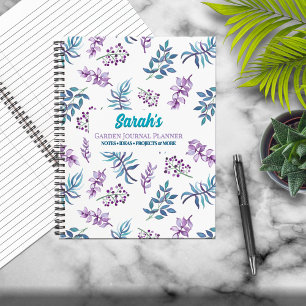 Pretty Watercolor Floral Garden Personalized Notebook