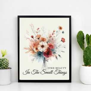 Pretty Watercolor Floral Inspirational Quote Poster