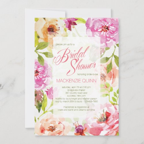 Pretty Watercolor Floral Invitation