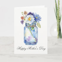 Pretty Watercolor Floral Jar Mothers Day Card