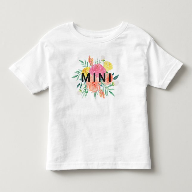 Pretty Watercolor Floral MINI Matching Toddler T-shirt (Front)