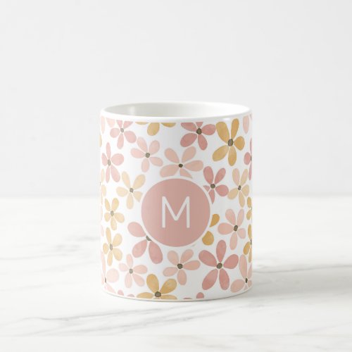 Pretty watercolor floral monogram coffee mug
