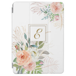 Pretty Watercolor Floral Monogram iPad Air Cover