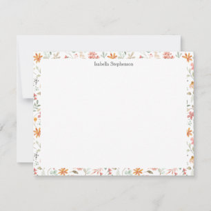 Pretty Watercolor Floral Pastel Personalized Note Card