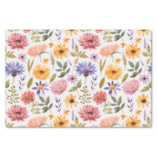 Pretty Watercolor Floral Pattern Tissue Paper