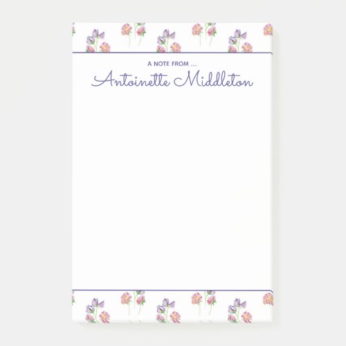 Pretty Watercolor Floral Pink Lavender Custom Post_it Notes