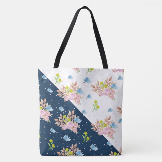 Pretty Watercolor Floral Two Tone Pink Blue White