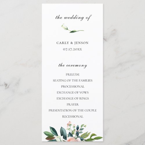 Pretty Watercolor Floral Wedding Program