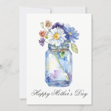 Pretty Watercolor Florals Jar Mothers Day Card