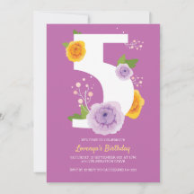Pretty Watercolor Florals Kids 5th Birthday Party