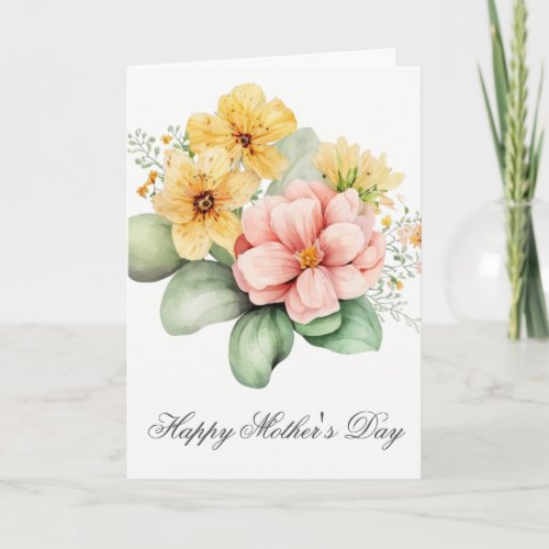 Pretty Watercolor Florals Mothers Day Card