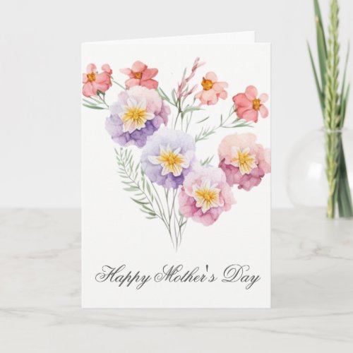 Pretty Watercolor Florals Mothers Day Card