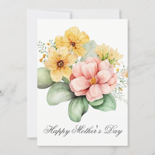 Pretty Watercolor Florals Mothers Day Card