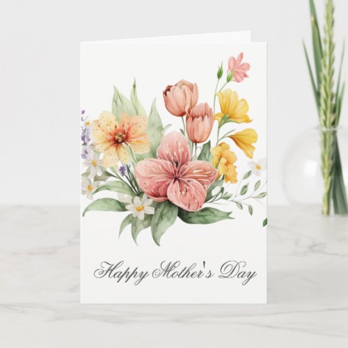 Pretty Watercolor Florals Mothers Day Card