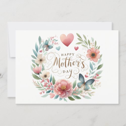 Pretty Watercolor Florals Mothers Day Card