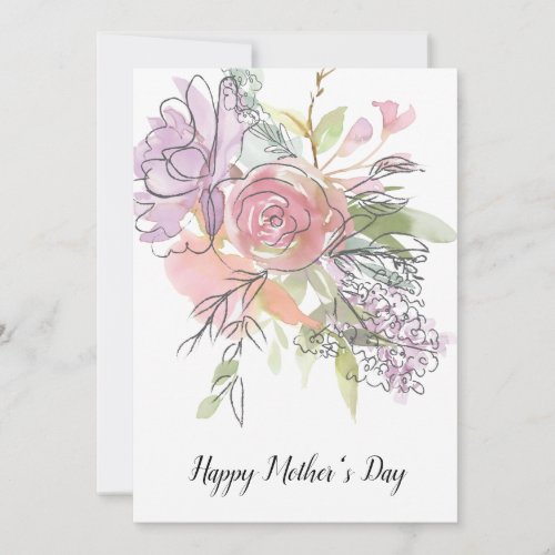 Pretty Watercolor Florals Mothers Day Card