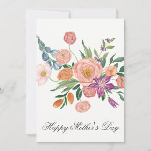 Pretty Watercolor Florals Mothers Day Card