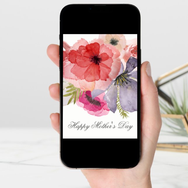 Pretty Watercolor Florals Mothers Day Card (Front Digital)