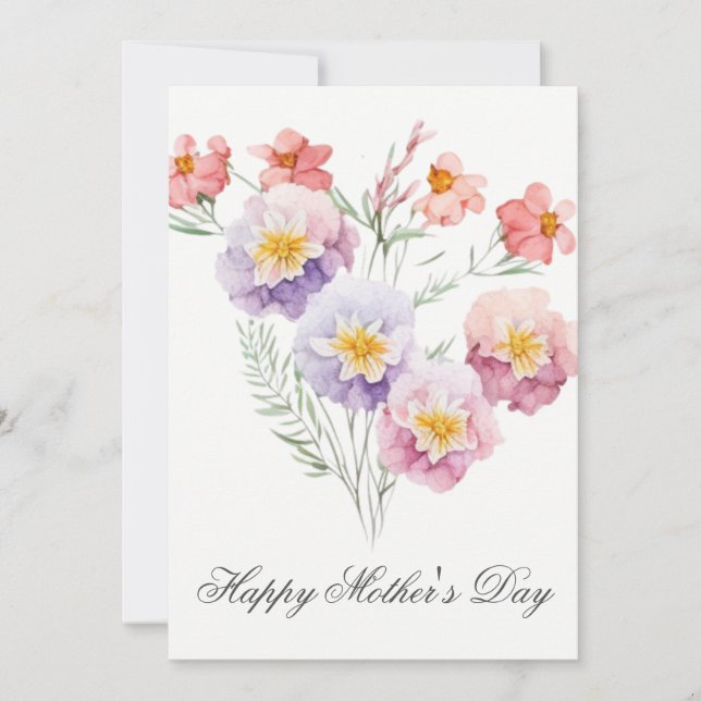 Pretty Watercolor Florals Mothers Day Card (Front)