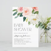 Pretty Watercolor Flowers Baby Shower Invitation (Standing Front)