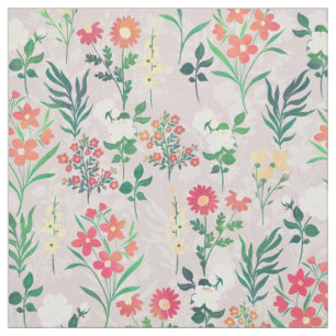 Pretty Watercolor Flowers Botanical Fabric