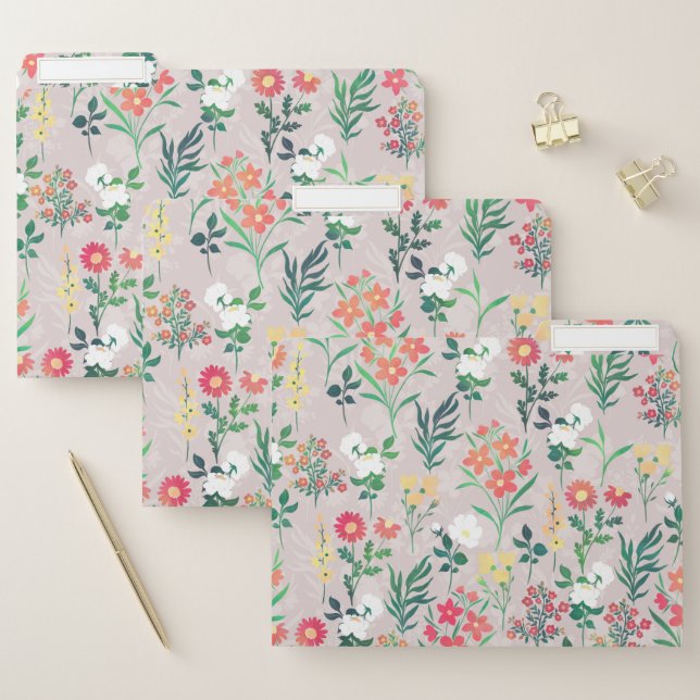 Pretty Watercolor Flowers Botanical File Folder (Set)