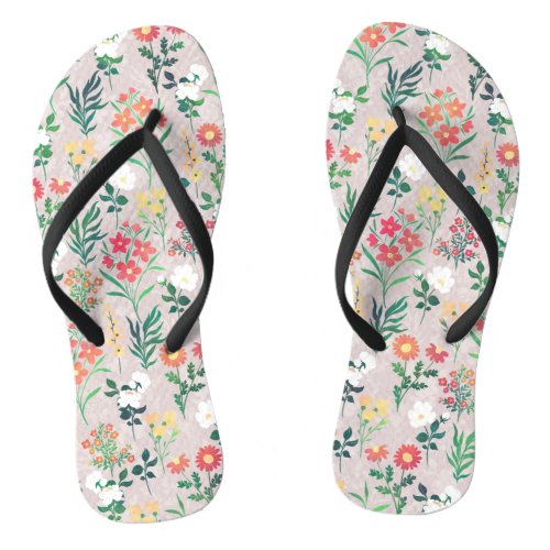 Pretty Watercolor Flowers Botanical Flip Flops