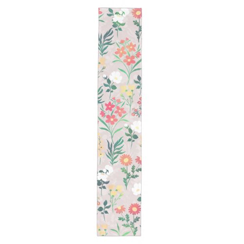 Pretty Watercolor Flowers Botanical Medium Table Runner