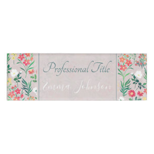 Pretty Watercolor Flowers Botanical Name Tag