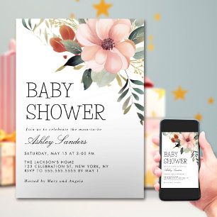Pretty Watercolor Flowers Garden Baby Shower Invitation