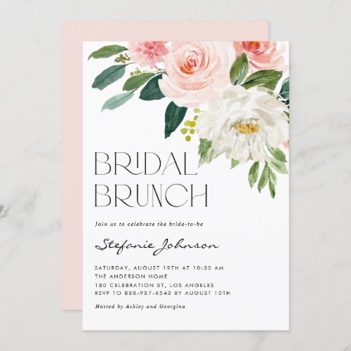 Pretty Watercolor Flowers Garden Bridal Brunch Invitation