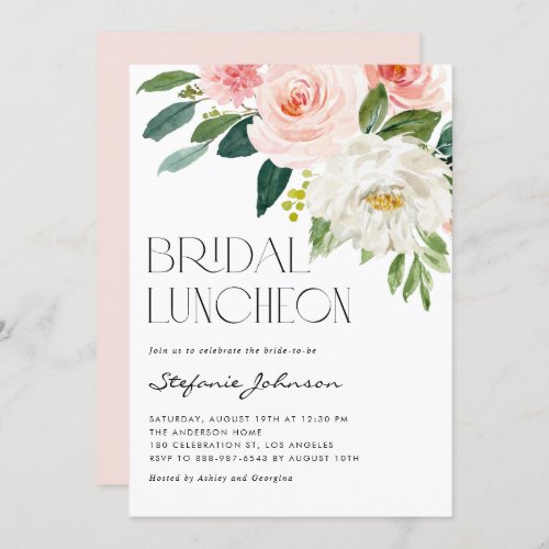 Pretty Watercolor Flowers Garden Bridal Luncheon Invitation