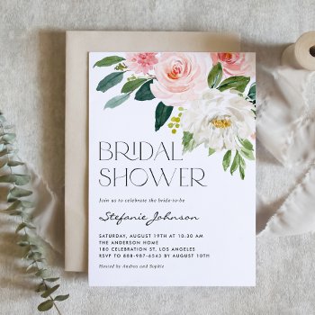 Pretty Watercolor Flowers Garden Bridal Shower Invitation by misstallulah at Zazzle
