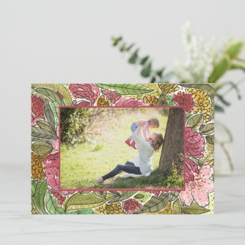 Pretty Watercolor Flowers Photo Frame Mothers Day