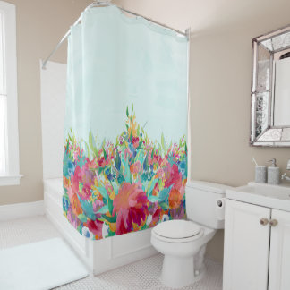 Pretty Watercolor Flowers Shower Curtain