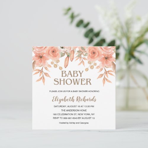 Pretty Watercolor Flowers Spring Baby Shower Invitation
